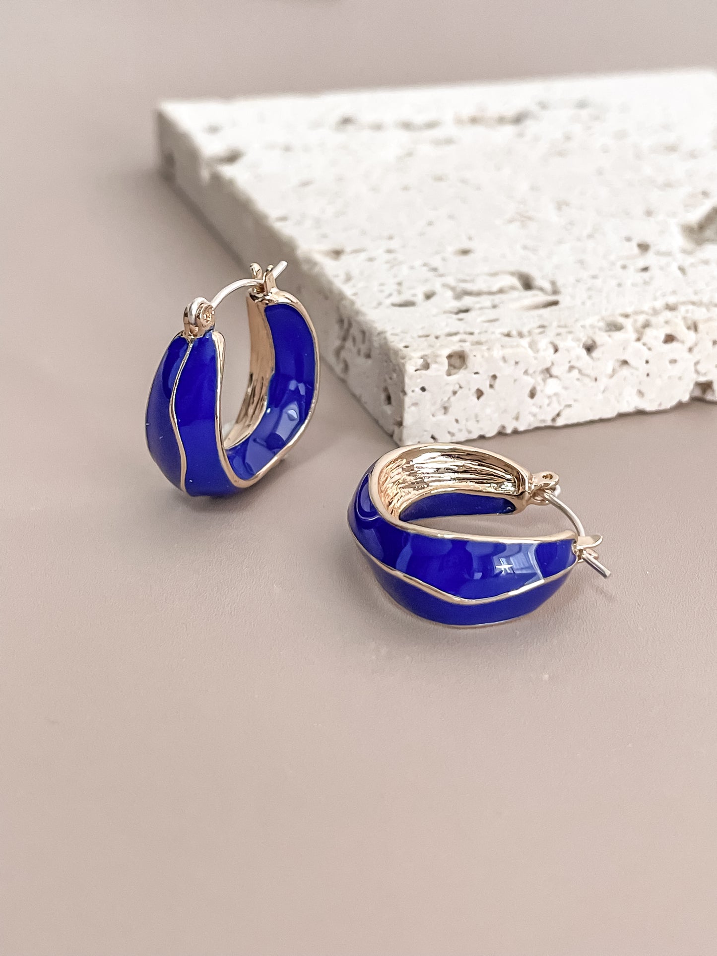 Cobalt Blue Enamel Glazed Hoops