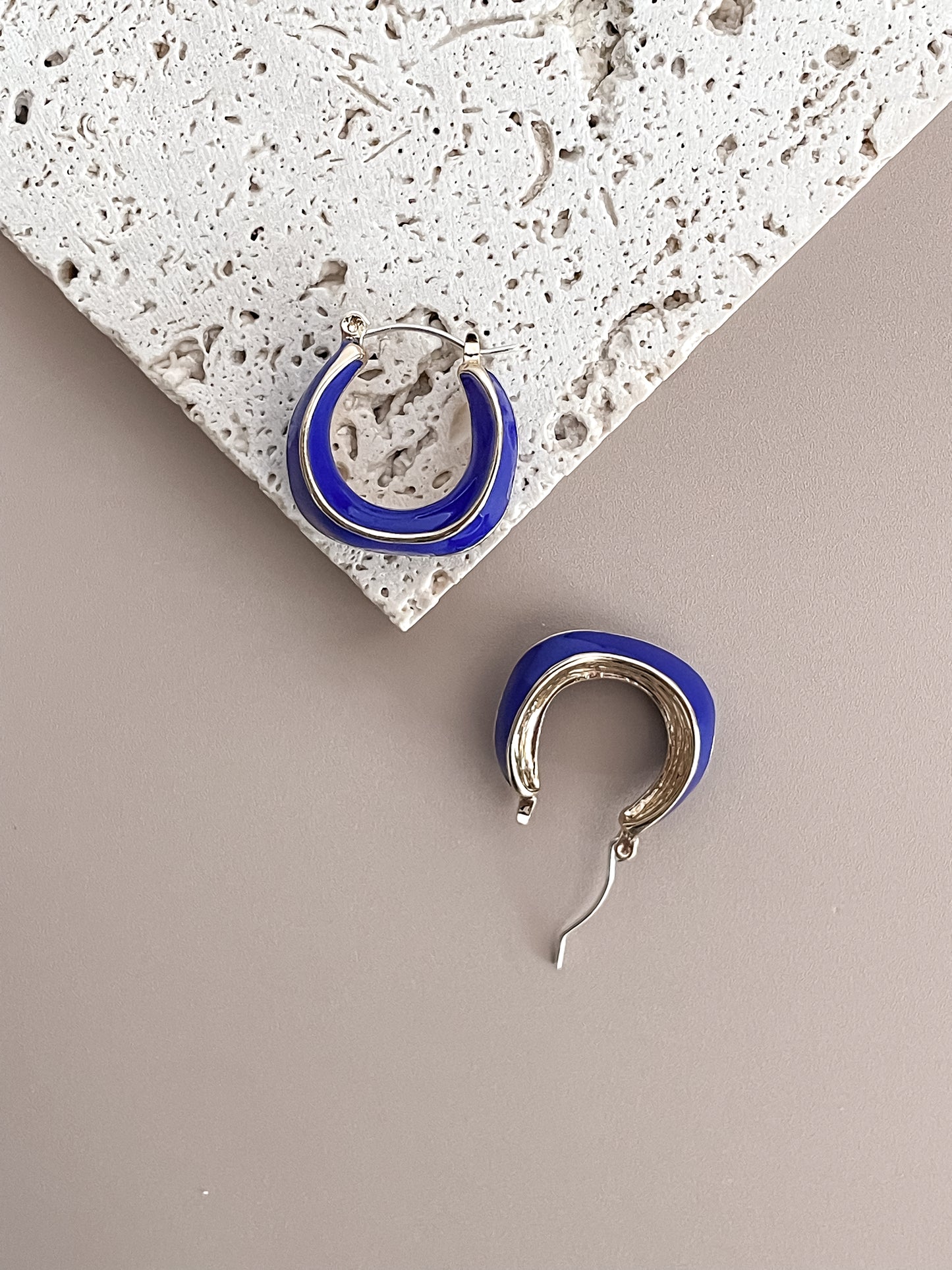 Cobalt Blue Enamel Glazed Hoops