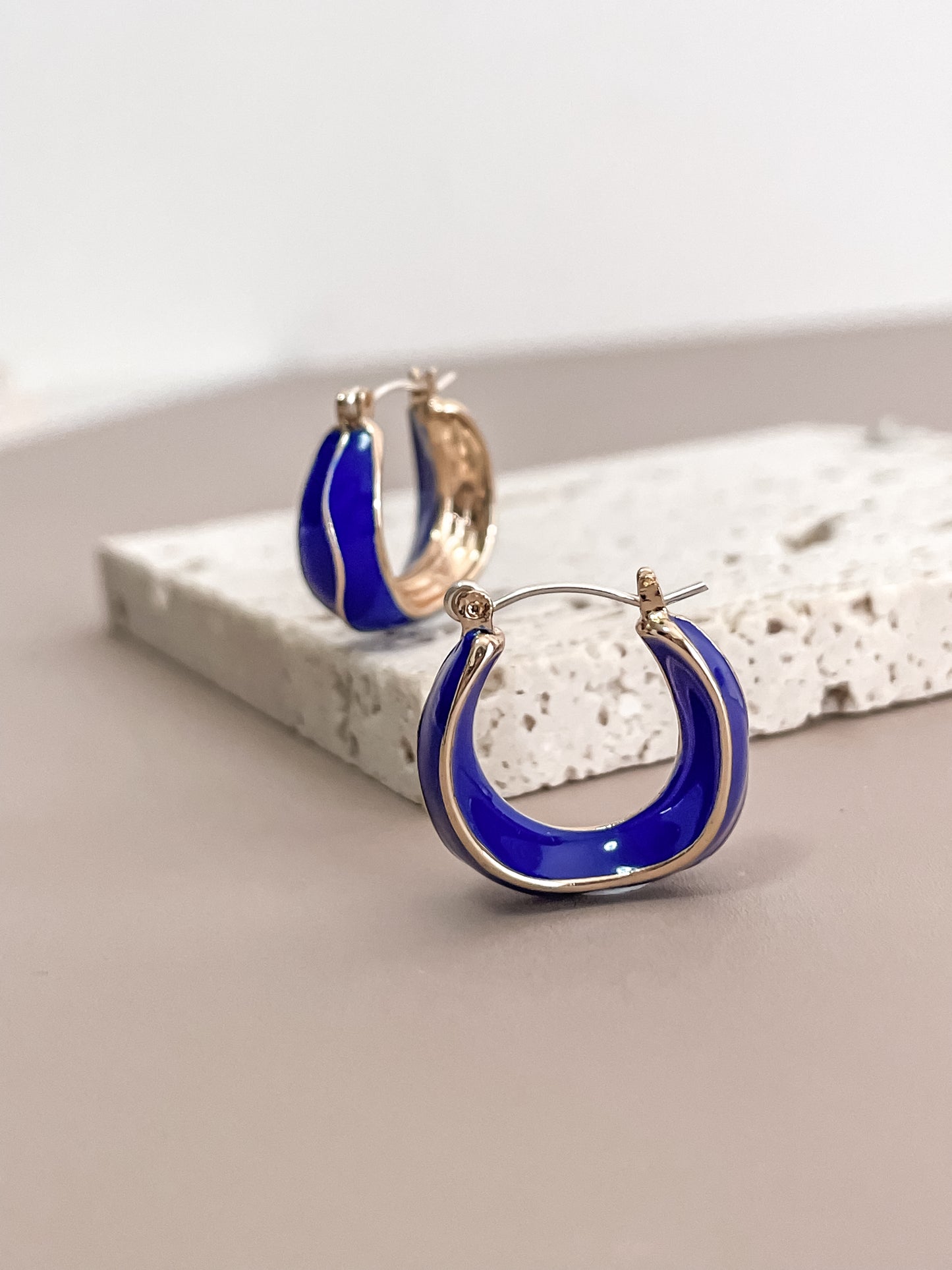 Cobalt Blue Enamel Glazed Hoops