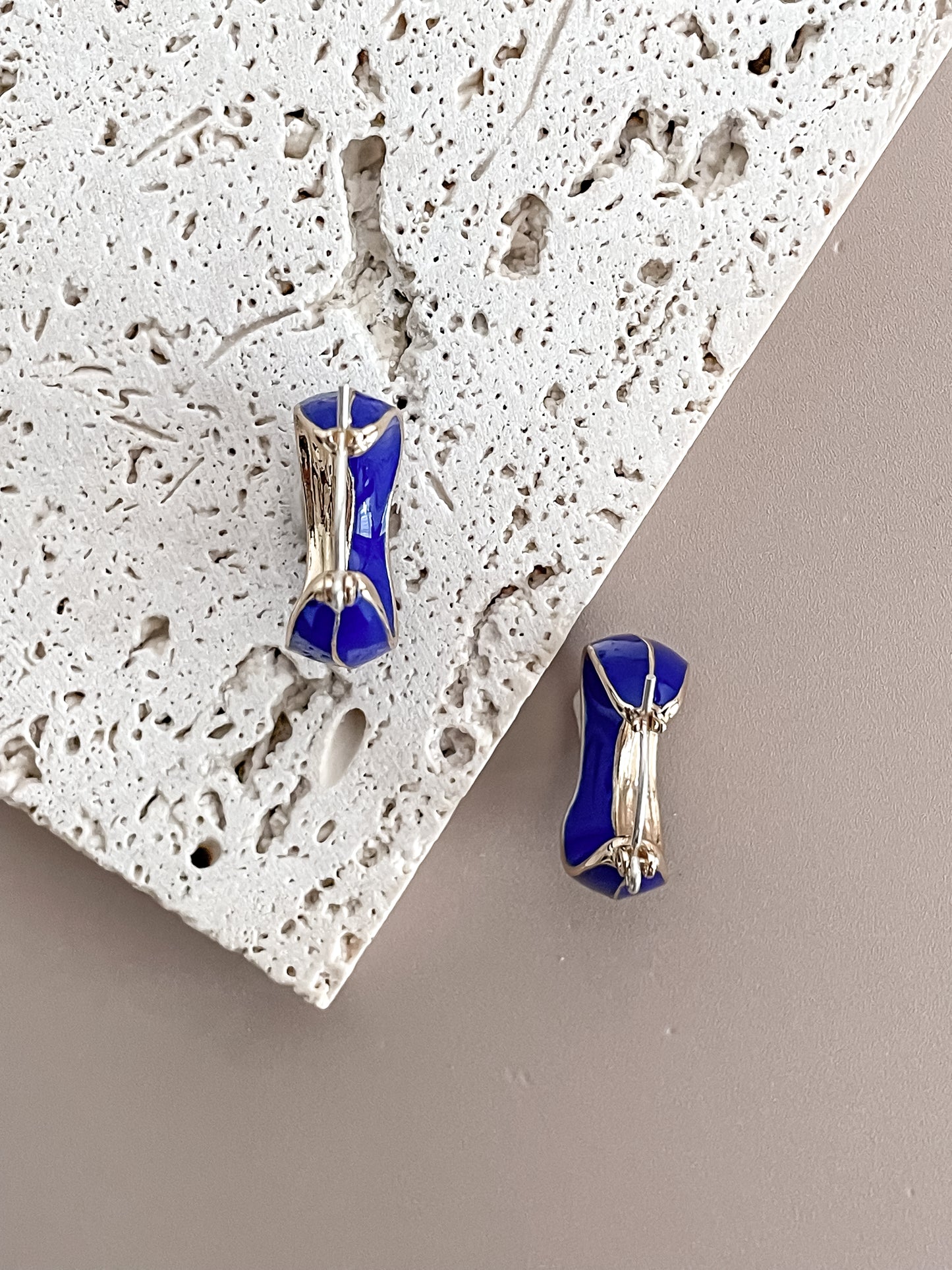 Cobalt Blue Enamel Glazed Hoops