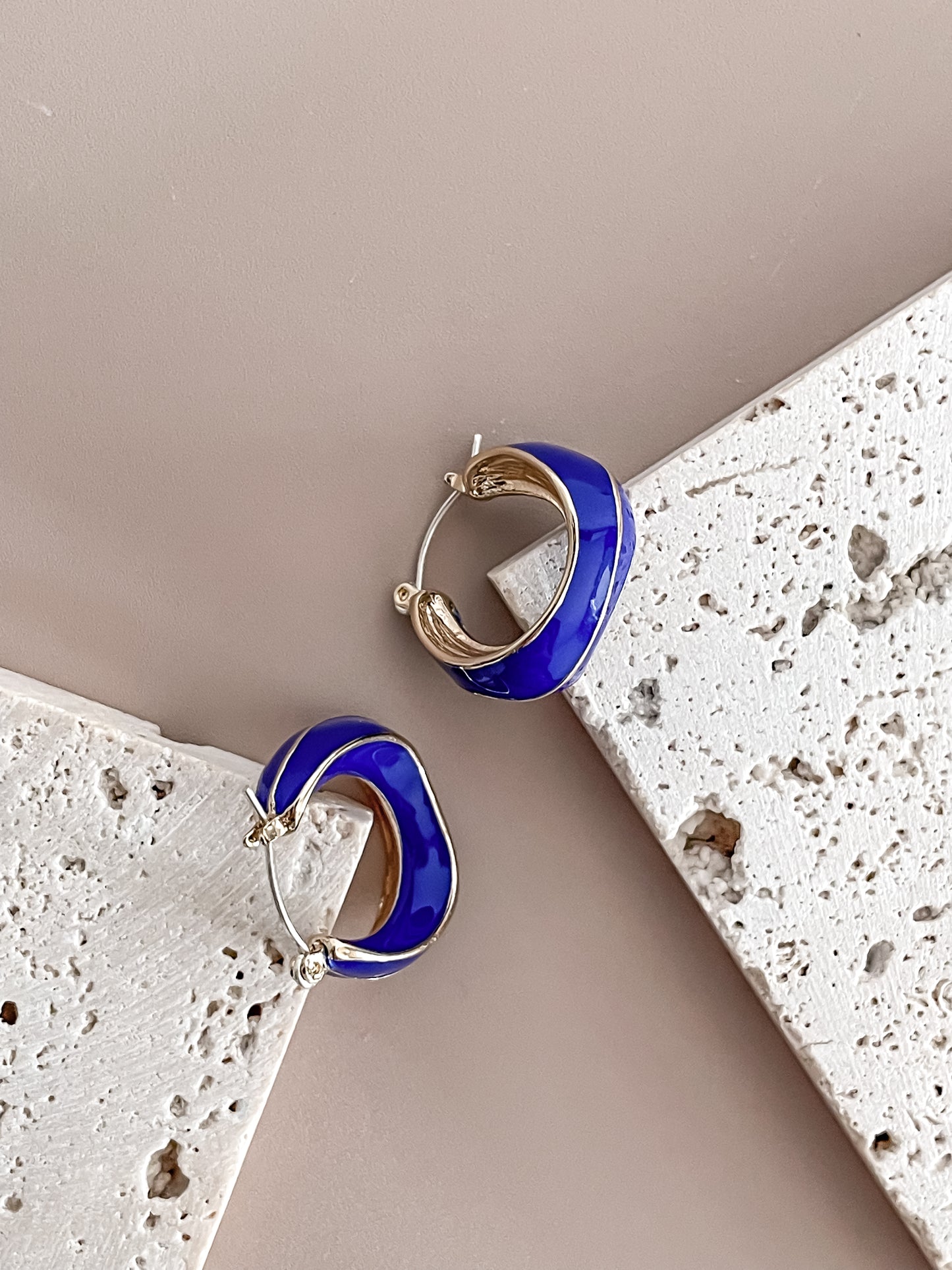 Cobalt Blue Enamel Glazed Hoops