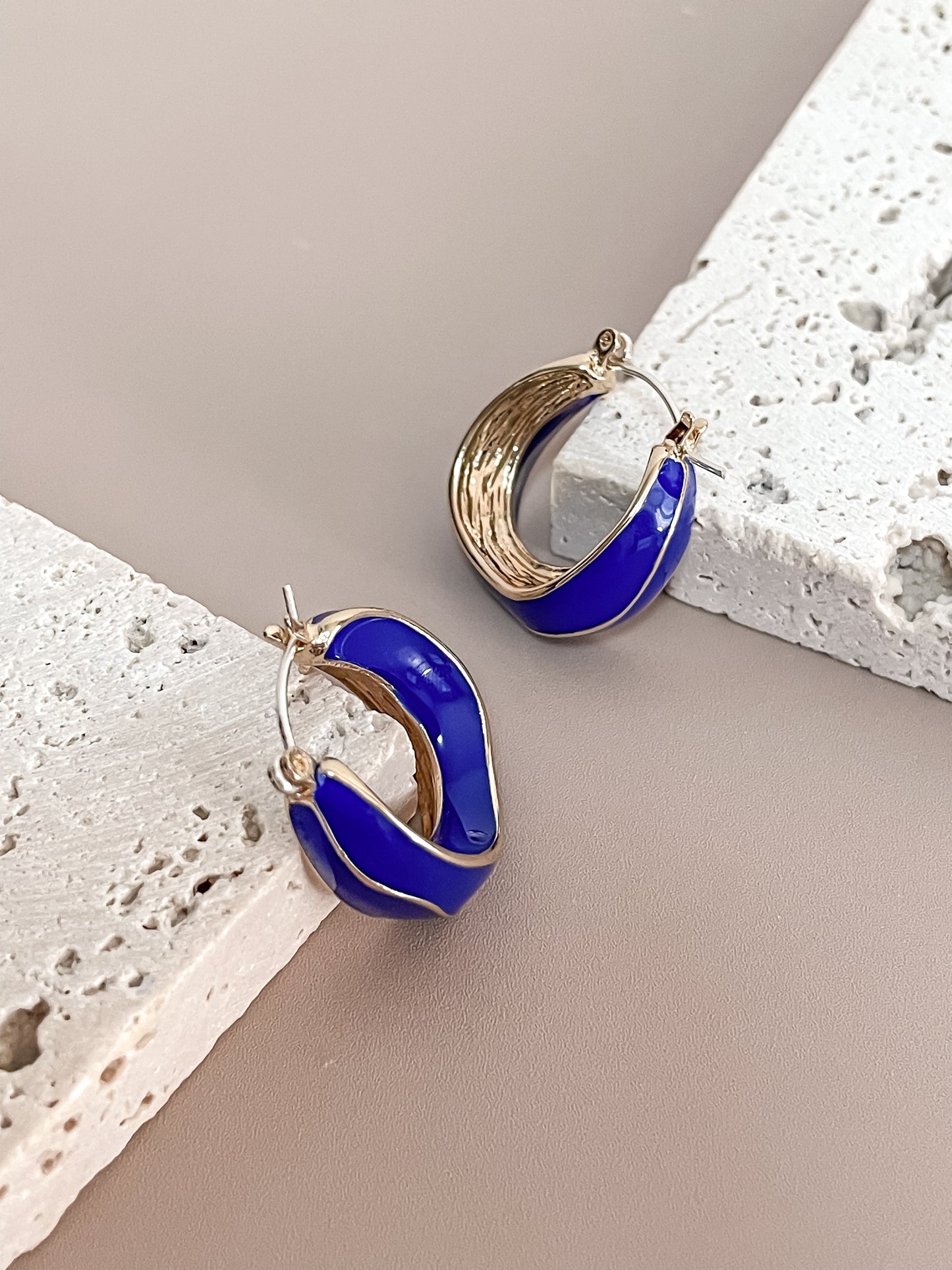 Cobalt Blue Enamel Glazed Hoops