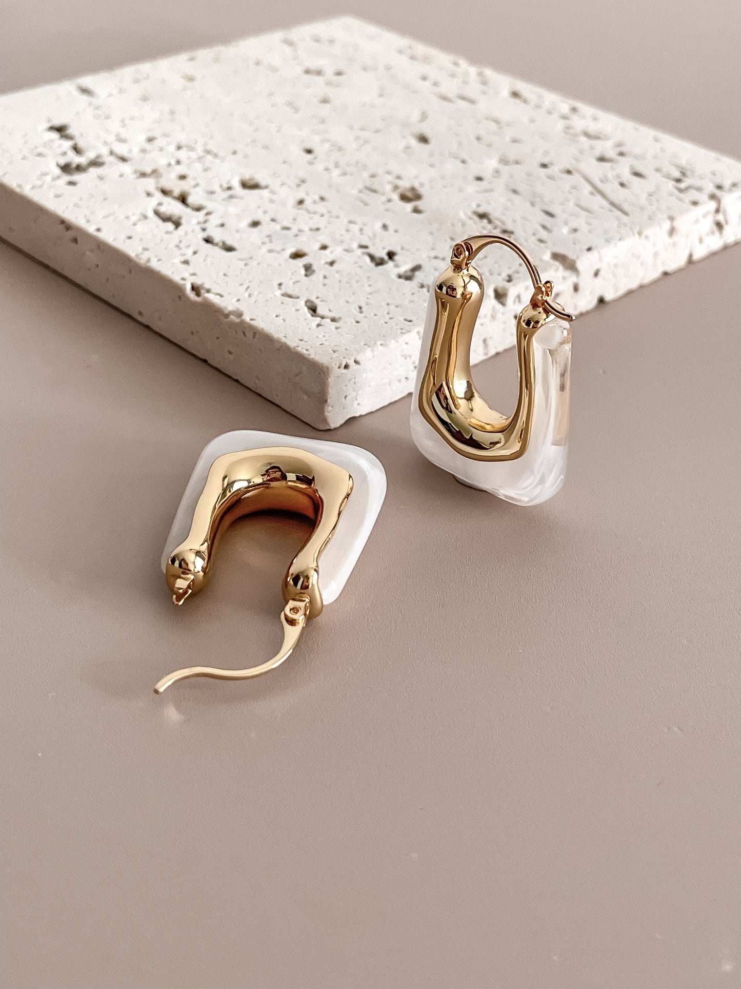 Acrylic U Shape Latch Hoop Earrings