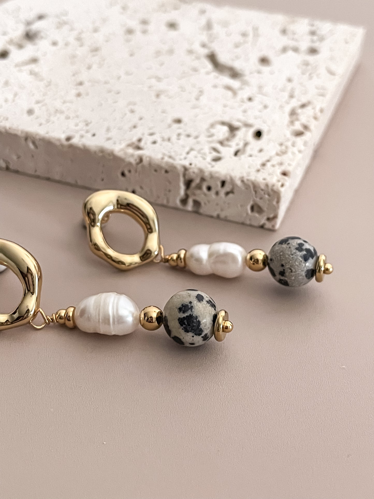 Pearl & Gemstone Pendant Earrings