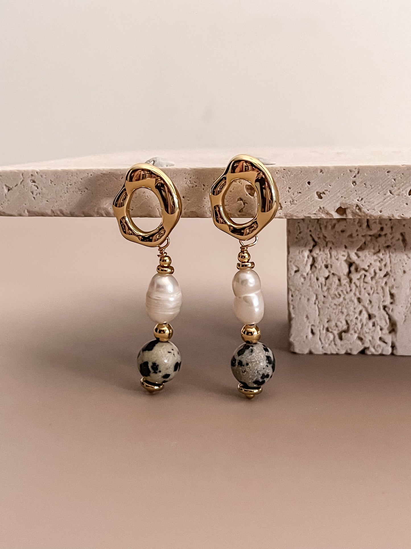 Pearl & Gemstone Pendant Earrings